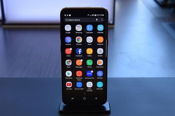 The new Samsung S8 on display for the press after a new conference in New York on March 29, 2017. PHOTO | TIMOTHY A. CLARY | AFP